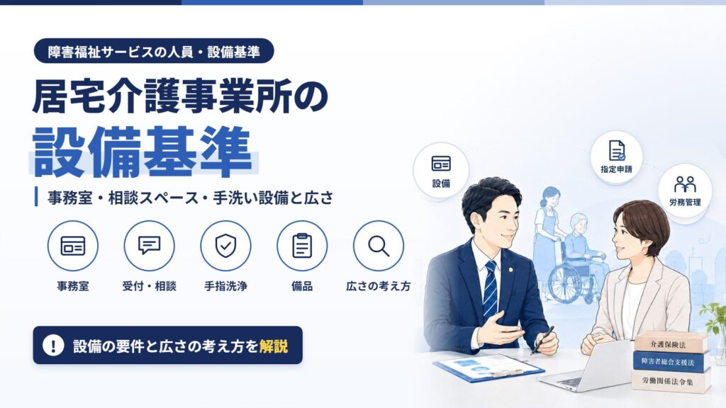 居宅介護事業所の設備基準｜事務室・相談スペース・手洗い設備と広さ